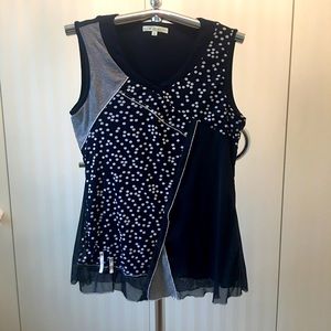 Cleo Petites Navy White Grey Swing Tunic Size M